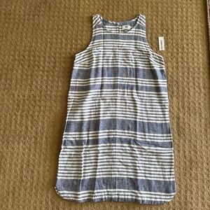 Linen striped midi dress